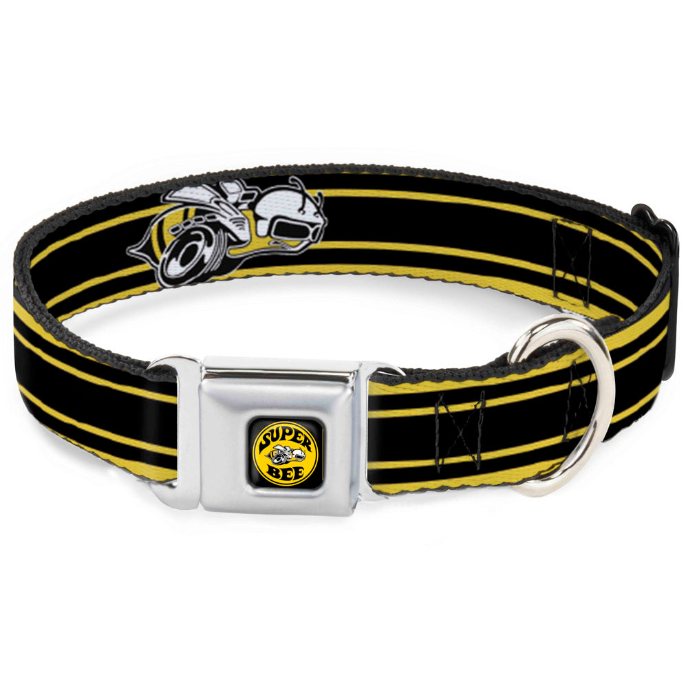 SUPER BEE Logo Full Color Black/Yellow/White Seatbelt Buckle Collar - SUPER BEE Logo/Stripes Black/Yellow/White Dog Collars Seatbelt Buckle Dodge