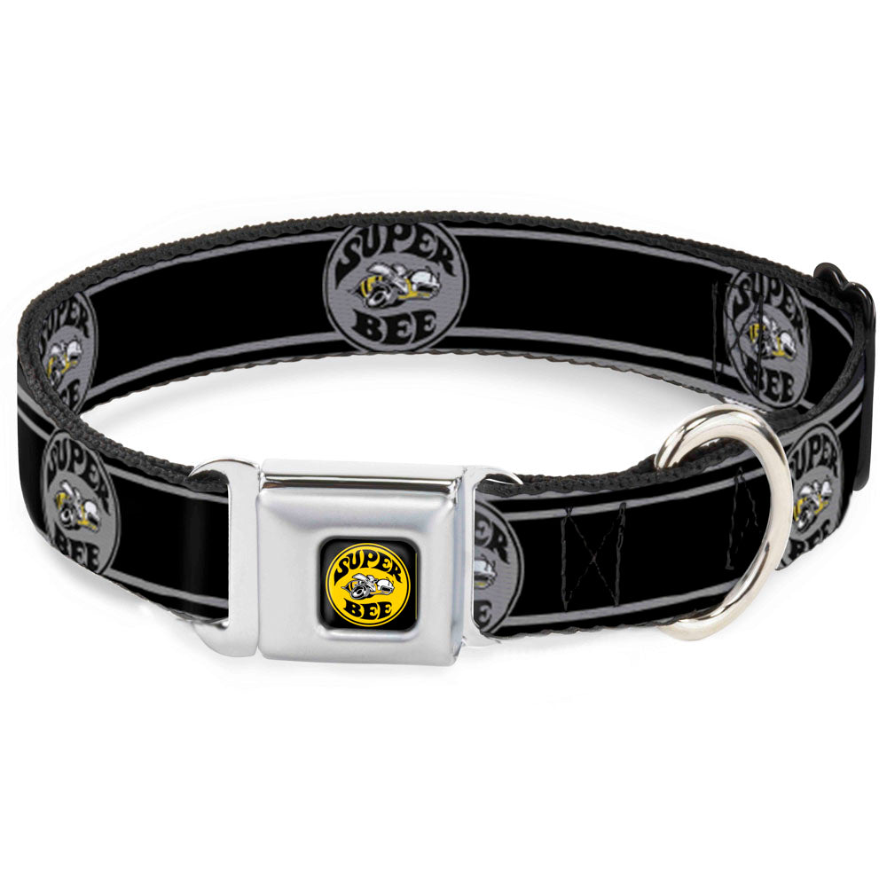 SUPER BEE Logo Full Color Black/Yellow/White Seatbelt Buckle Collar - SUPER BEE Logo/Stripes Black/Gray/Yellow/White Dog Collars Seatbelt Buckle Dodge