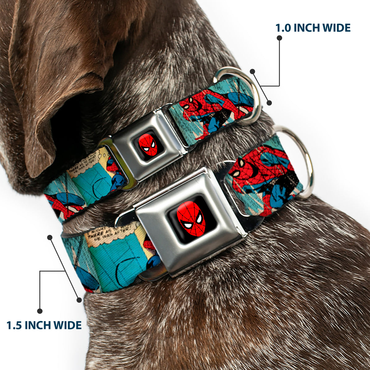 MARVEL UNIVERSE Spider-Man Full Color Seatbelt Buckle Collar - Spider-Man Comic Strip Dog Collars Seatbelt Buckle Marvel Comics