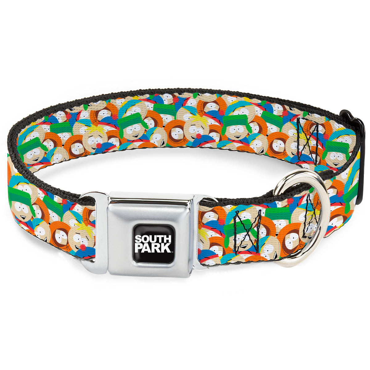 SOUTH PARK Title Logo Full Color Black/White Seatbelt Buckle Collar - South Park Boys Expressions Stacked Dog Collars Seatbelt Buckle South Park