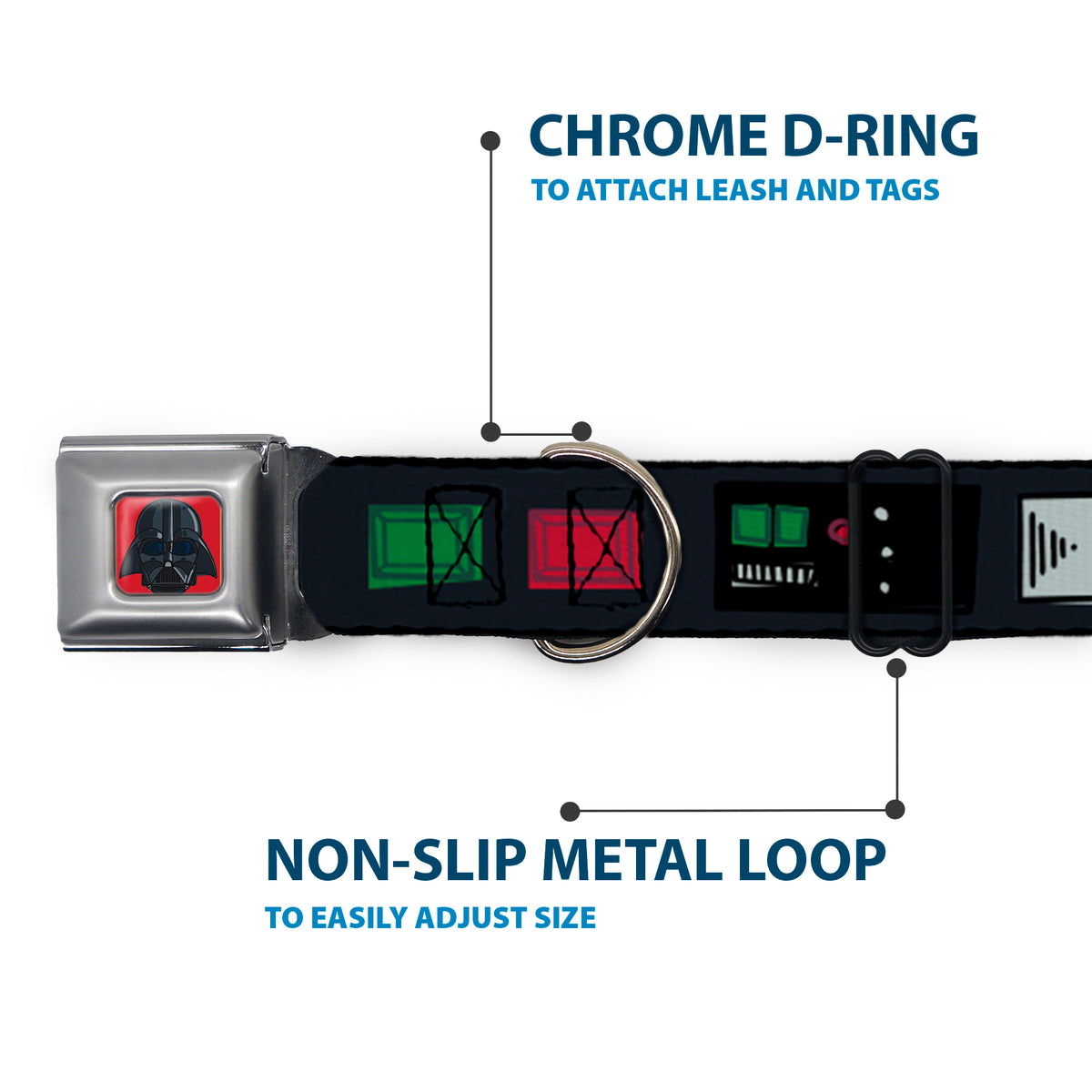 Star Wars Darth Vader Face Full Color Red Seatbelt Buckle Collar - Star Wars Darth Vader Utility Belt Bounding3 Black/Grays/Reds/Greens Dog Collars Seatbelt Buckle Star Wars