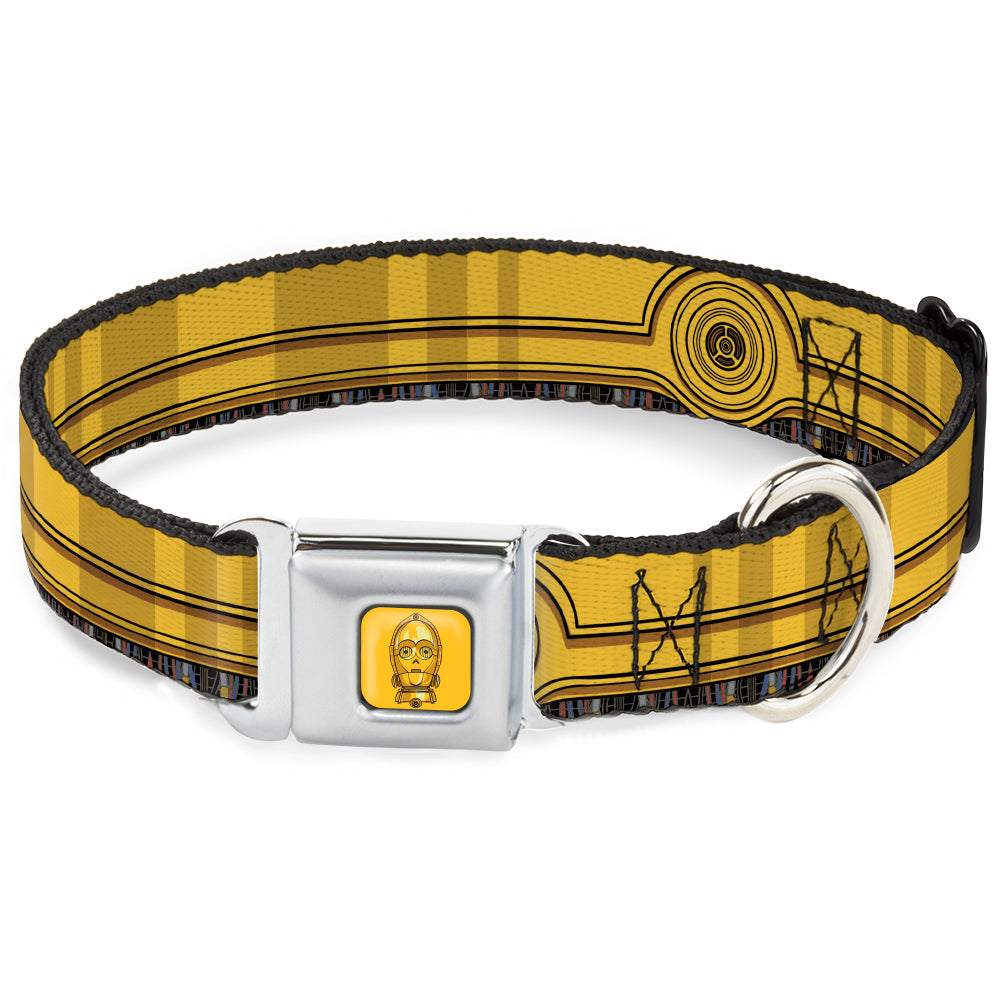 C3-PO Face Full Color Yellows/Black Seatbelt Buckle Collar - Star Wars C3-PO Wires Bounding2 Yellows/Black/Multi Color Dog Collars Seatbelt Buckle Star Wars