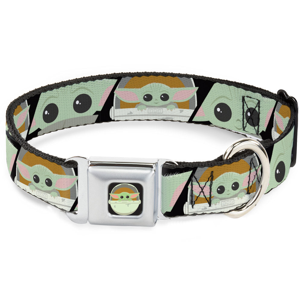 Star Wars The Child Chibi Pod Pose Full Color Black Seatbelt Buckle Collar - Star Wars The Child Chibi Face Blocks Black Dog Collars Seatbelt Buckle Star Wars