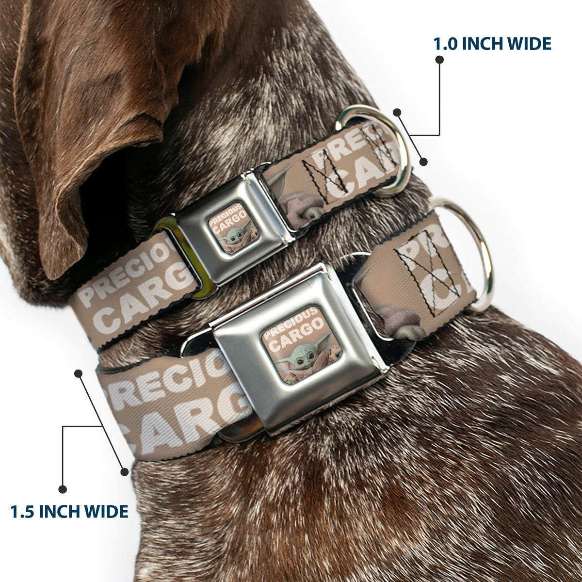 Star Wars The Child Sitting Pose PRECIOUS CARGO CLOSE-UP Full Color Tan/White Seatbelt Buckle Collar - Star Wars The Child Sitting Pose PRECIOUS CARGO Tan/White Dog Collars Seatbelt Buckle Star Wars