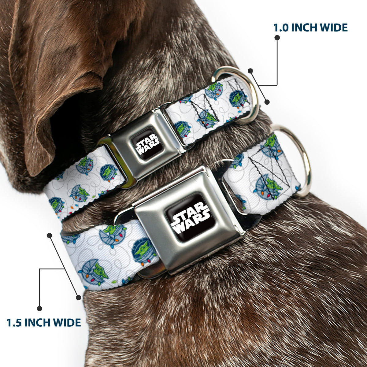 STAR WARS Logo Black/White Seatbelt Buckle Collar - Star Wars The Child Holiday Carriage Pod Scattered White/Gray Dog Collars Seatbelt Buckle Star Wars