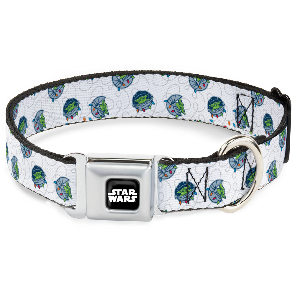 STAR WARS Logo Black/White Seatbelt Buckle Collar - Star Wars The Child Holiday Carriage Pod Scattered White/Gray Dog Collars Seatbelt Buckle Star Wars