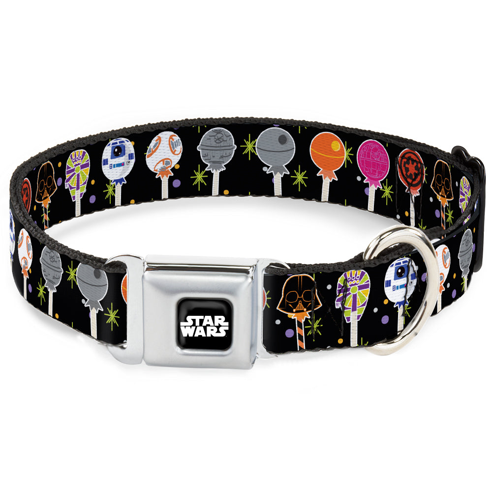STAR WARS Logo Black/White Seatbelt Buckle Collar - Star Wars Festive Lollipop Icons Black/Multi Color Dog Collars Seatbelt Buckle Star Wars