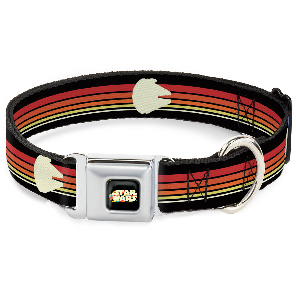 STAR WARS Stripe Logo Full Color Black/Multi Color Seatbelt Buckle Collar - Star Wars Millennium Falcon Stripe Black/Multi Color Dog Collars Seatbelt Buckle Star Wars