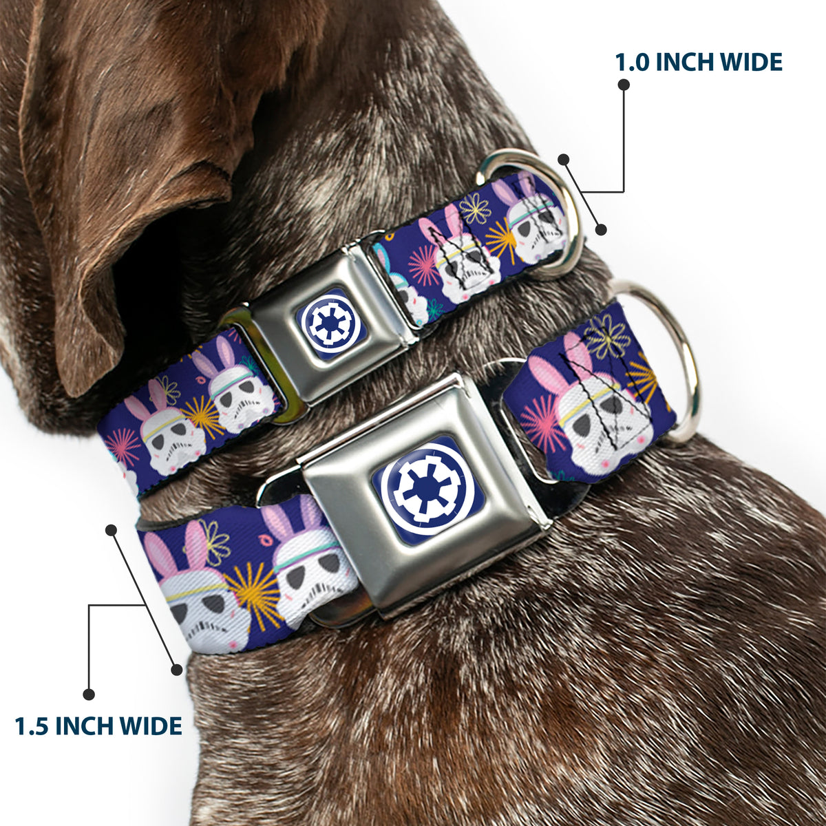 Star Wars Galactic Empire Icon Full Color Purple/White Seatbelt Buckle Collar - Star Wars Holiday Stormtrooper Easter Bunny Ears Purple Dog Collars Seatbelt Buckle Star Wars