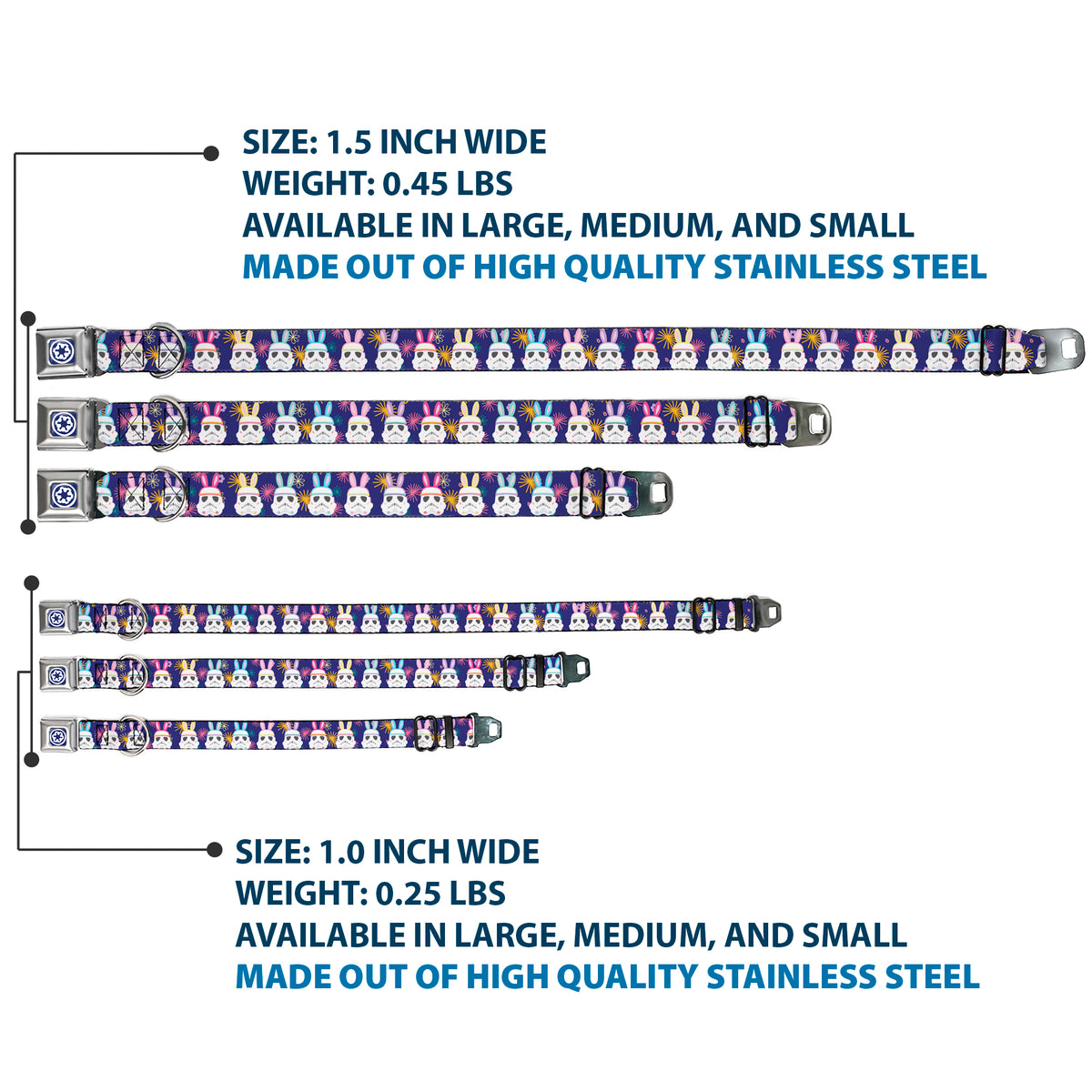 Star Wars Galactic Empire Icon Full Color Purple/White Seatbelt Buckle Collar - Star Wars Holiday Stormtrooper Easter Bunny Ears Purple Dog Collars Seatbelt Buckle Star Wars