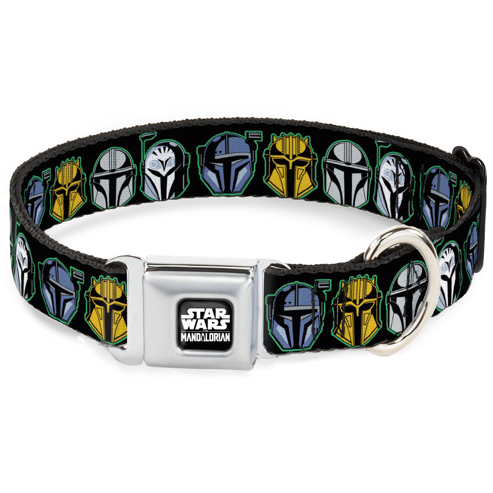 STAR THE MANDALORAIN Title Logo Full Color Black/White Seatbelt Buckle Collar - Star Wars the Mandalorian Helmets Black/Multi Color Dog Collars Seatbelt Buckle Star Wars