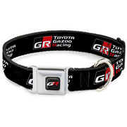 Toyota Gazoo Racing GR Logo Full Color Black/White Red Seatbelt Buckle Collar - TOYOTA GAZOO RACING GR NORTH AMERICA Logo and Text Black/White/Red Dog Collars Seatbelt Buckle Toyota