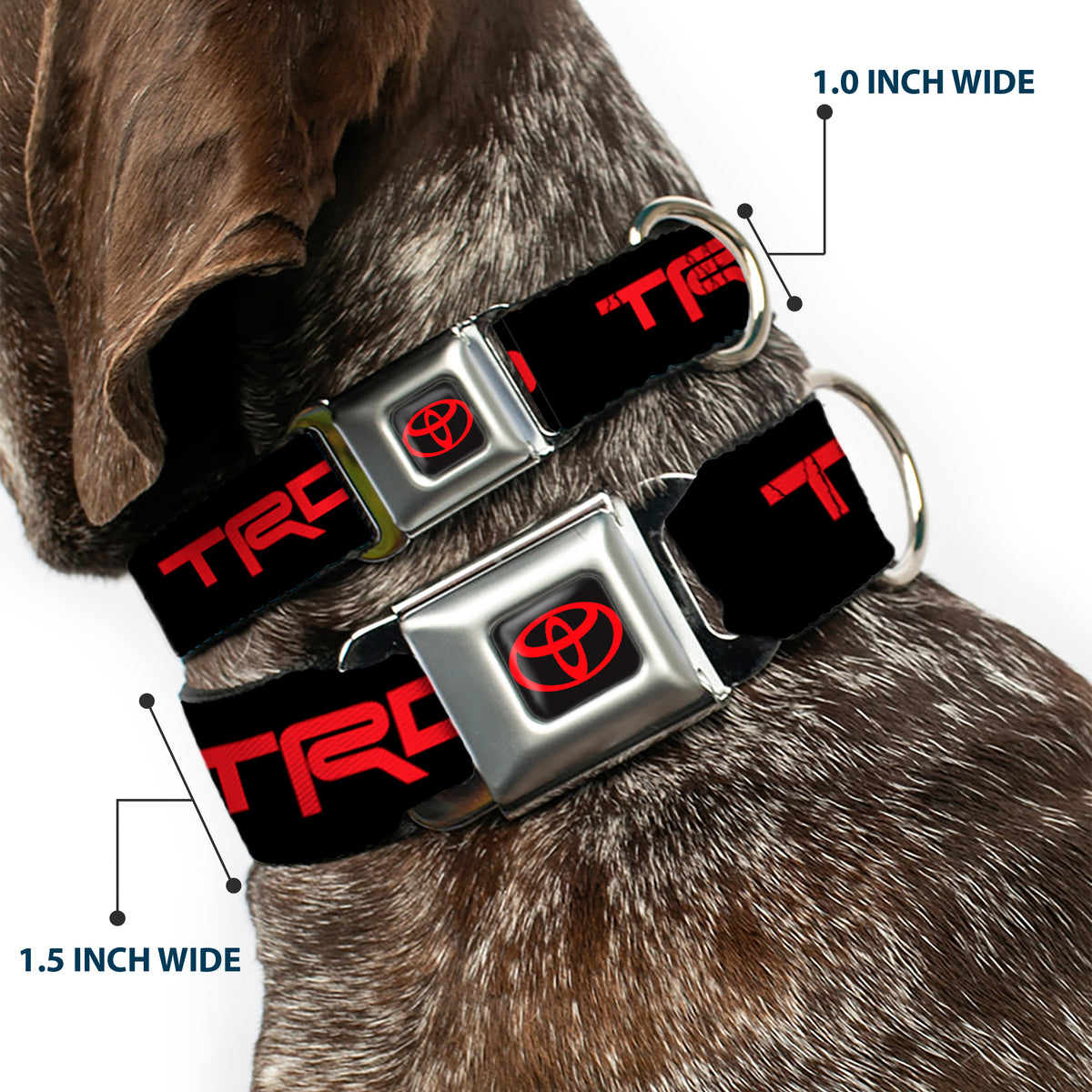 Toyota Logo Full Color Black/Red Seatbelt Buckle Collar - Toyota Racing Development TRD Logo Black/Red Dog Collars Seatbelt Buckle Toyota