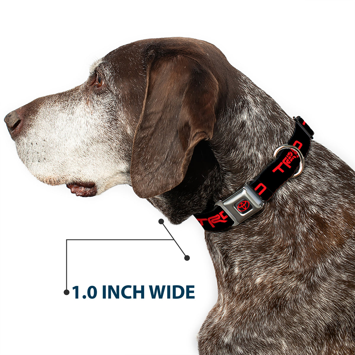 Toyota Logo Full Color Black/Red Seatbelt Buckle Collar - Toyota Racing Development TRD Logo Black/Red Dog Collars Seatbelt Buckle Toyota