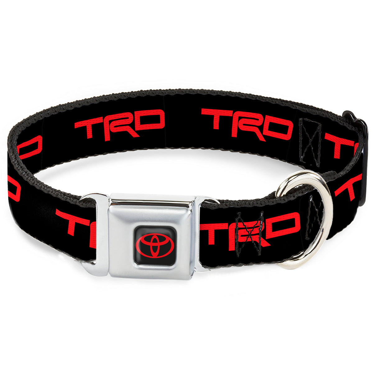 Toyota Logo Full Color Black/Red Seatbelt Buckle Collar - Toyota Racing Development TRD Logo Black/Red Dog Collars Seatbelt Buckle Toyota