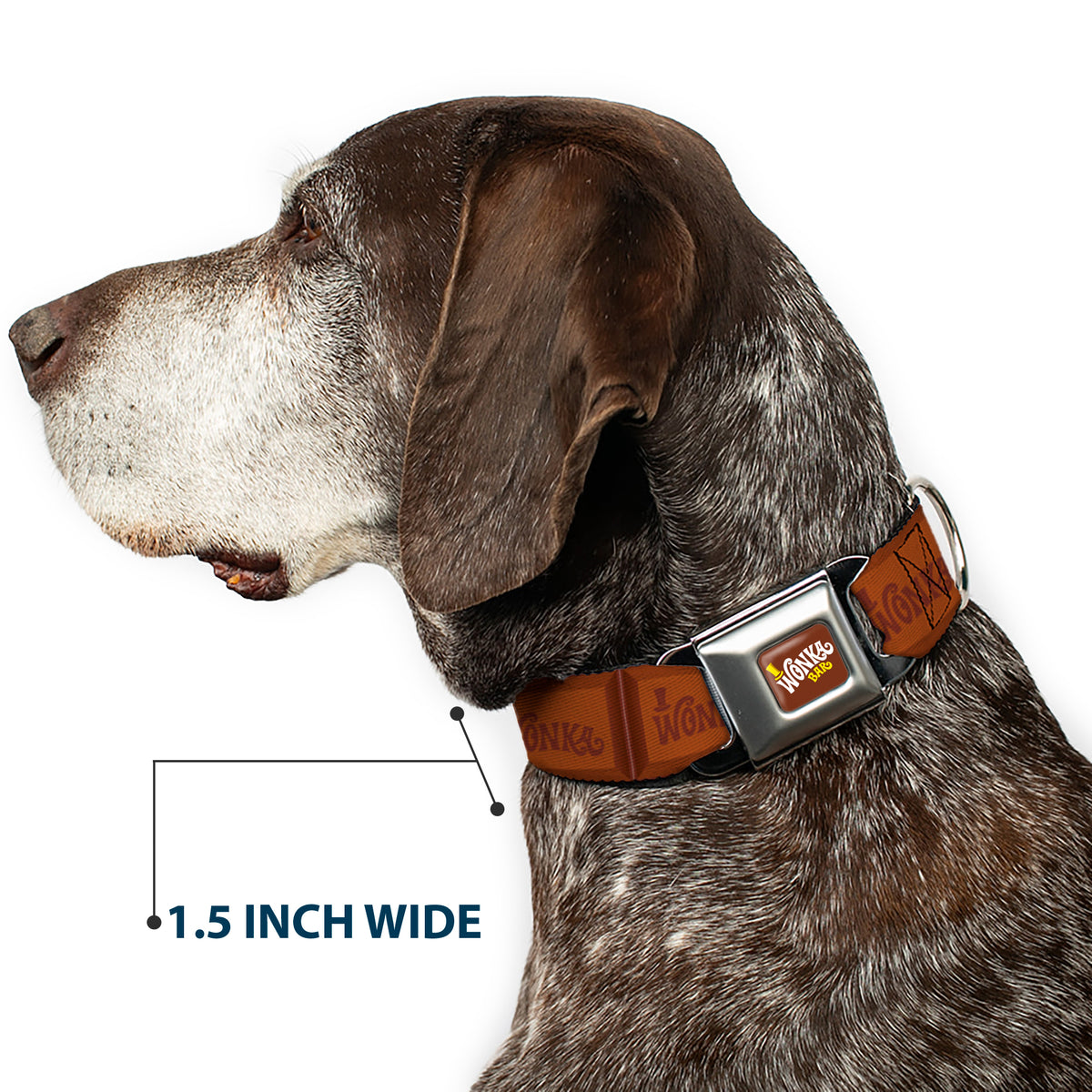 Willy Wonka and the Chocolate Factory WONKA BAR Logo Full Color Brown/Yellow/White Seatbelt Buckle Collar - Willy Wonka and the Chocolate Factory WONKA Chocolate Bar Browns Dog Collars Seatbelt Buckle Willy Wonka and the Chocolate Factory