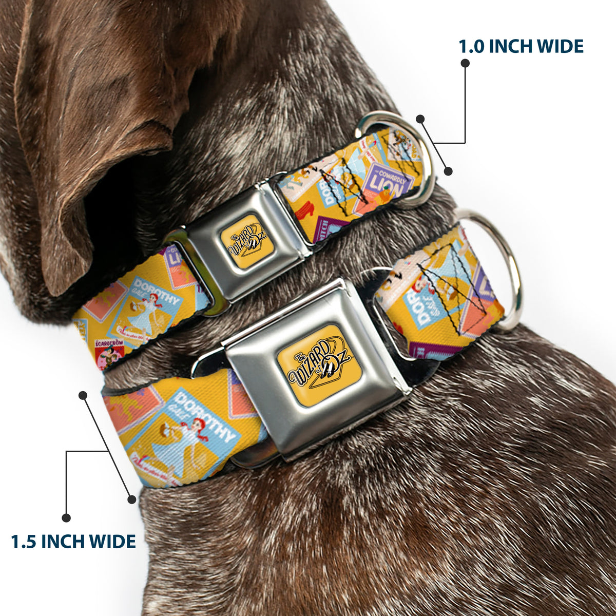 THE WIZARD OF OZ Title Logo Full Color Yellow/Black Seatbelt Buckle Collar - The Wizard of Oz Characters Scenes and Icons Collage Yellow Dog Collars Seatbelt Buckle The Wizard of Oz
