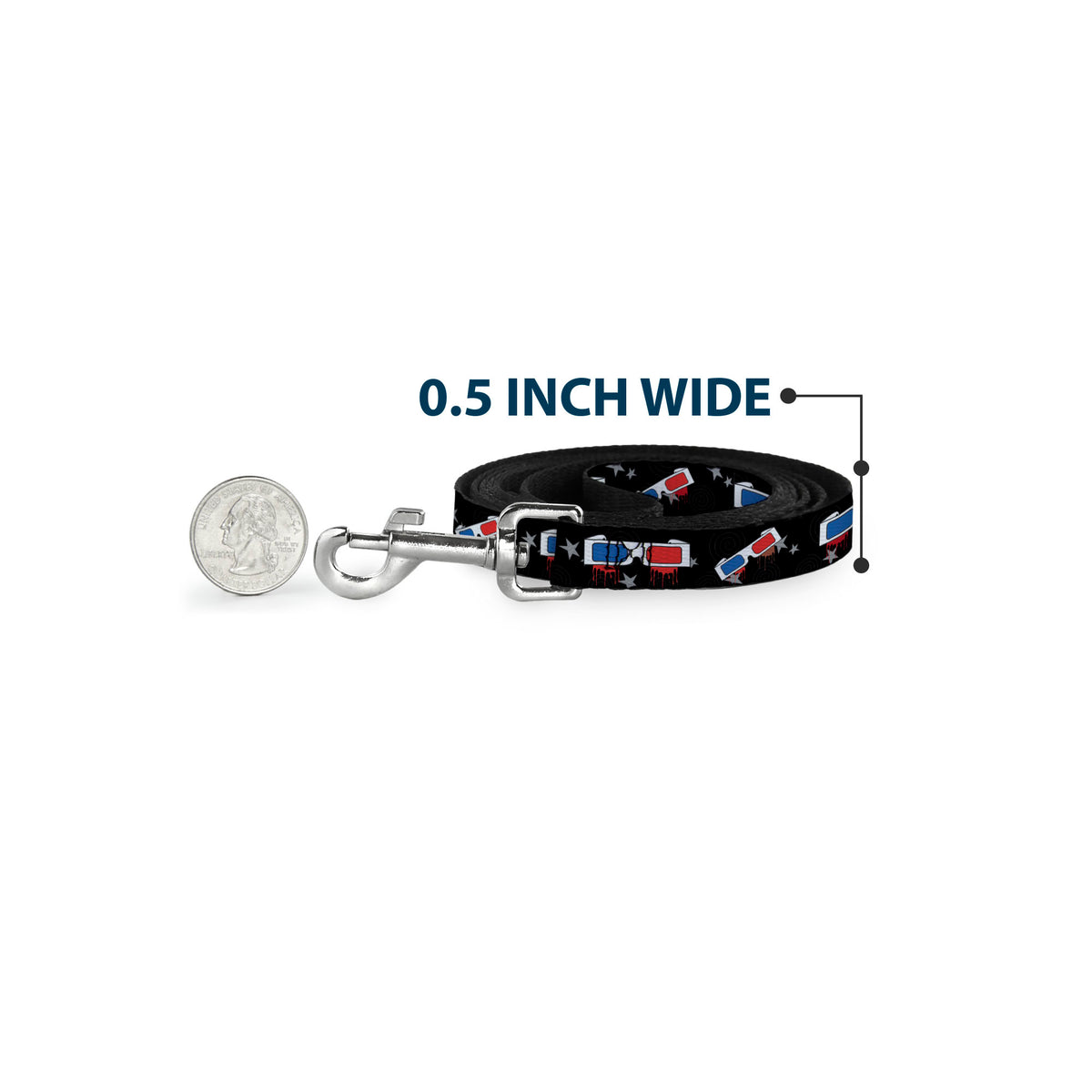 Dog Leash - 3-D Glasses Dripping w/Stars Dog Leashes Buckle-Down