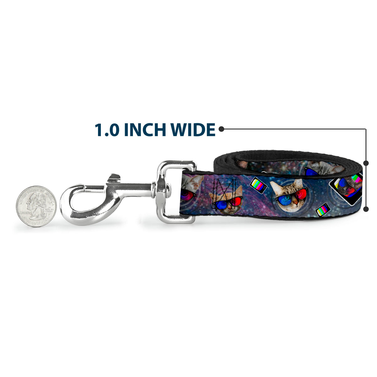 Dog Leash - 3-D TV Cats in Space Dog Leashes Buckle-Down