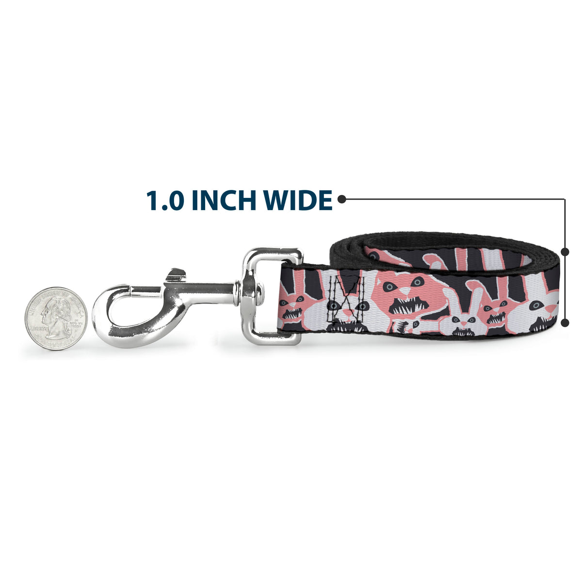 Dog Leash - Angry Bunnies Gray/Pinks Dog Leashes Buckle-Down