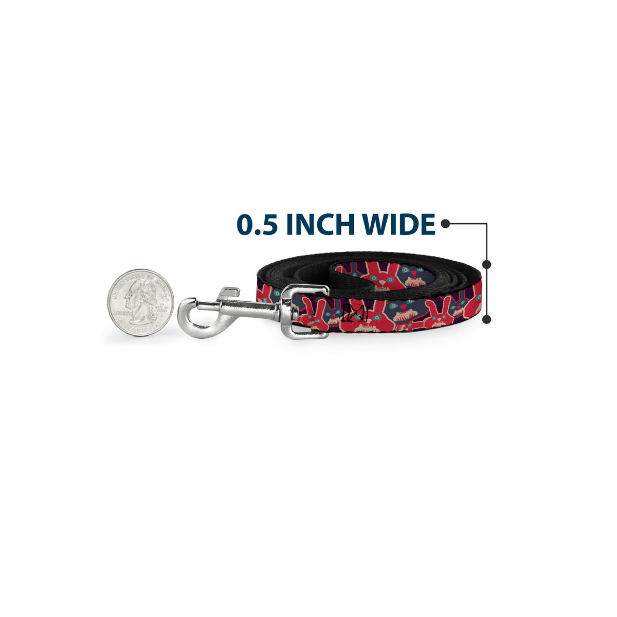 Dog Leash - Angry Bunnies Purple/Red/Blue Dog Leashes Buckle-Down