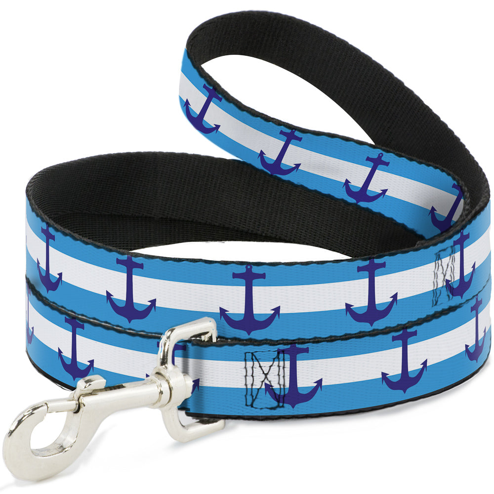 Dog Leash - Anchor/Stripe Blues/White Dog Leashes Buckle-Down