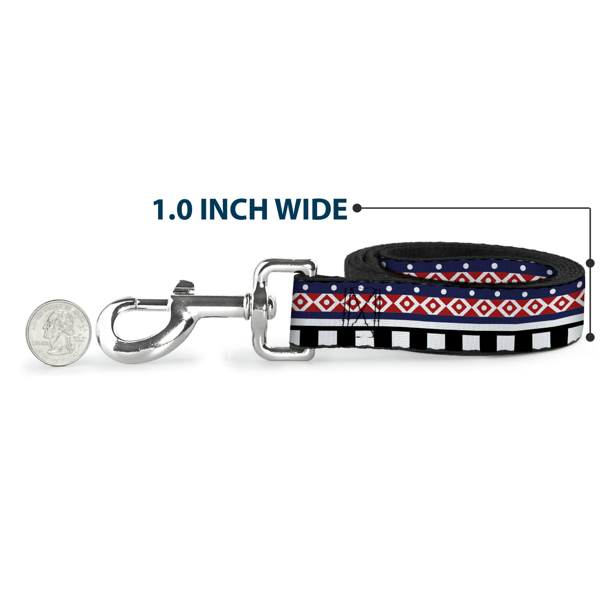 Dog Leash - Aztec13 White/Navy/Red/Black Dog Leashes Buckle-Down