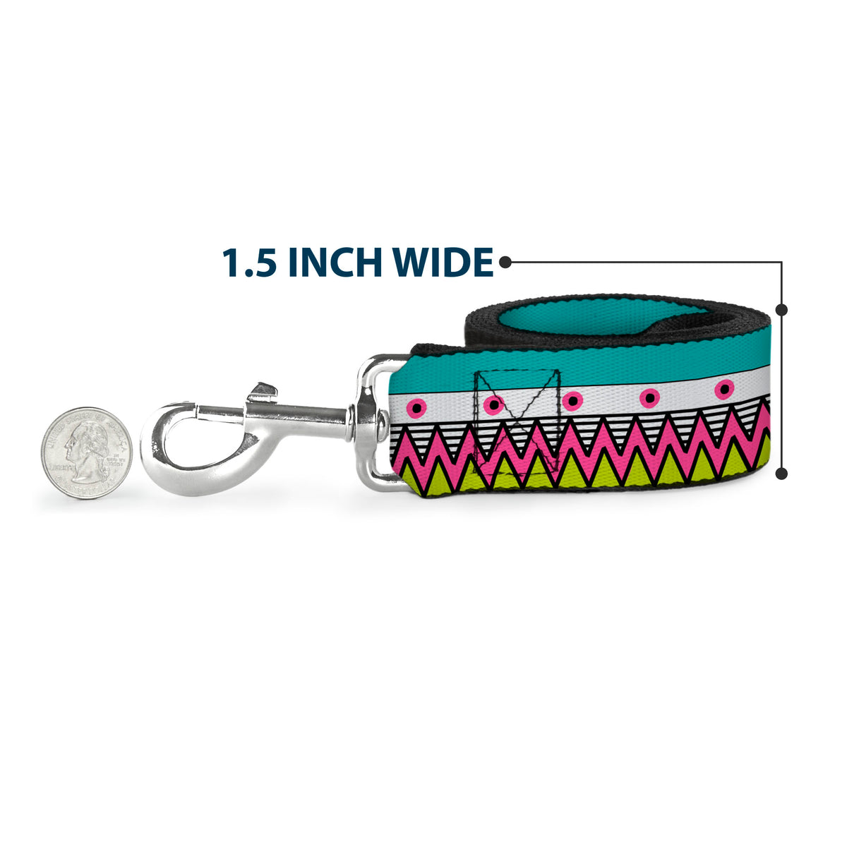 Dog Leash - Aztec 14 Seafoam Green/White/Pink/Lime Green/Black Dog Leashes Buckle-Down