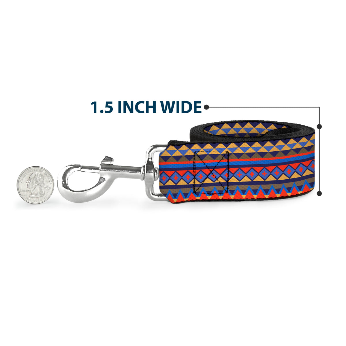 Dog Leash - Aztec 15 Blues/Yellow/Orange/Gray Dog Leashes Buckle-Down