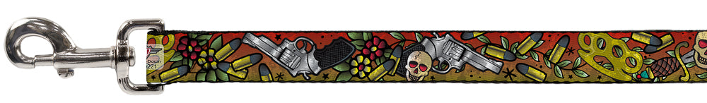 Dog Leash - Born to Raise Hell CLOSE-UP Red Dog Leashes Buckle-Down