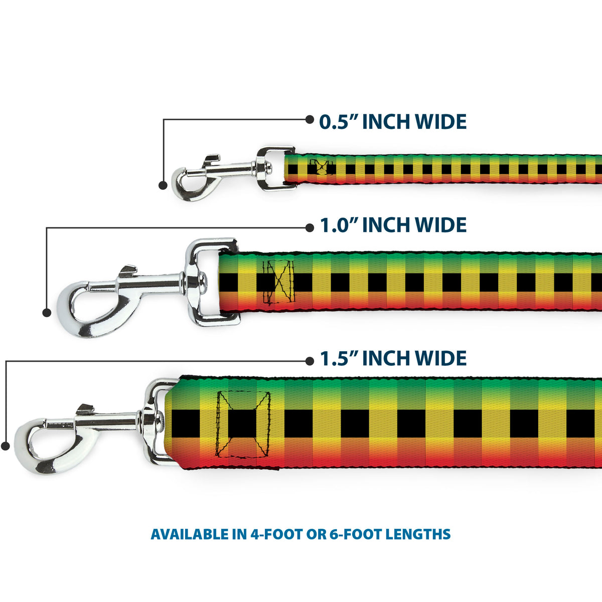 Dog Leash - Buffalo Plaid Rasta Dog Leashes Buckle-Down