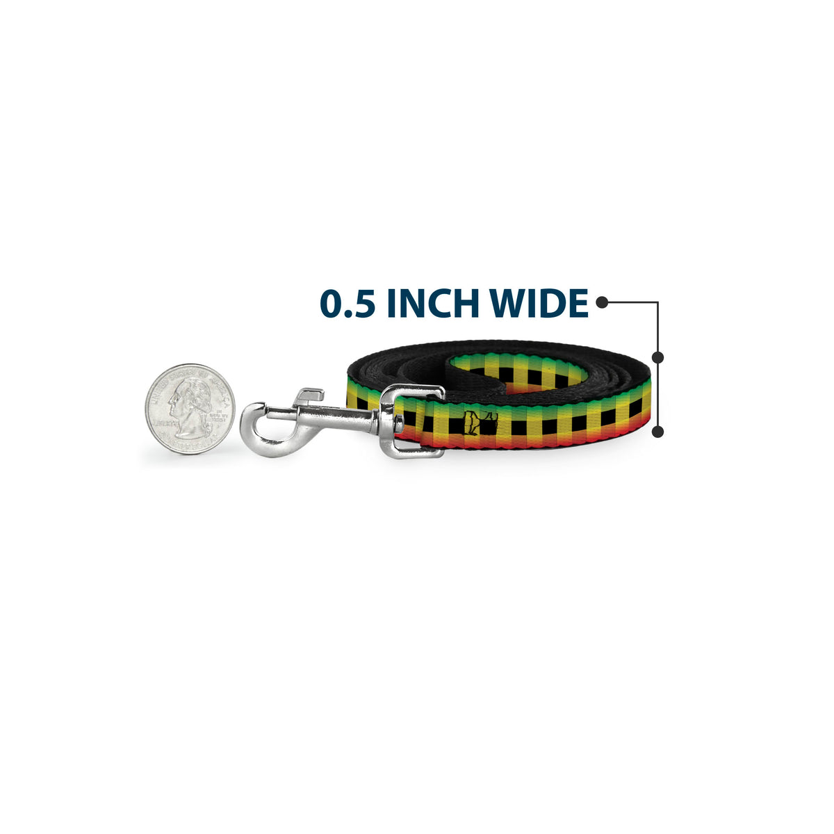 Dog Leash - Buffalo Plaid Rasta Dog Leashes Buckle-Down
