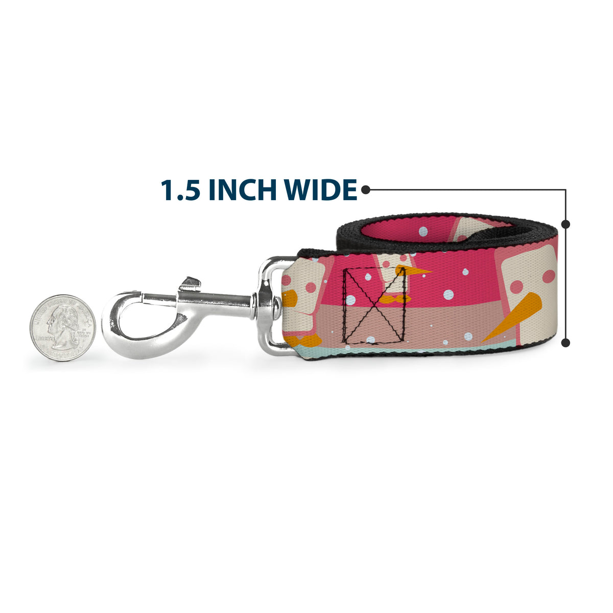 Dog Leash - Block Penguins Mauve Dog Leashes Buckle-Down