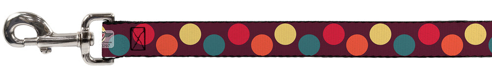 Dog Leash - Big Dots Purple/Multi Pastel Dog Leashes Buckle-Down