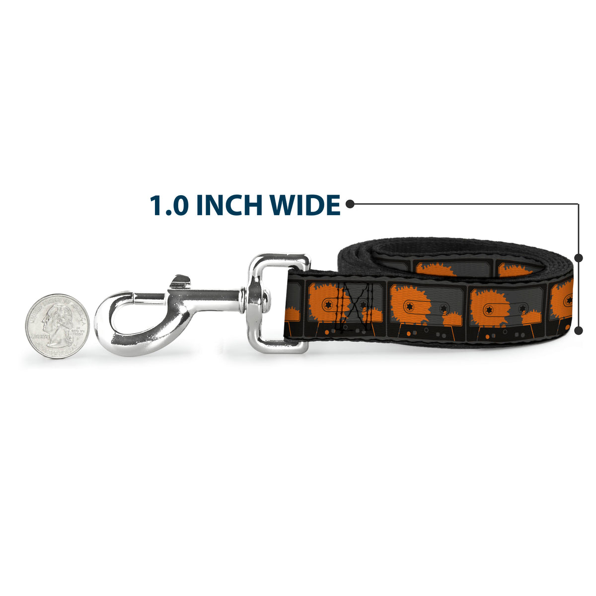 Dog Leash - Cassette Splatter Gray/Orange Dog Leashes Buckle-Down