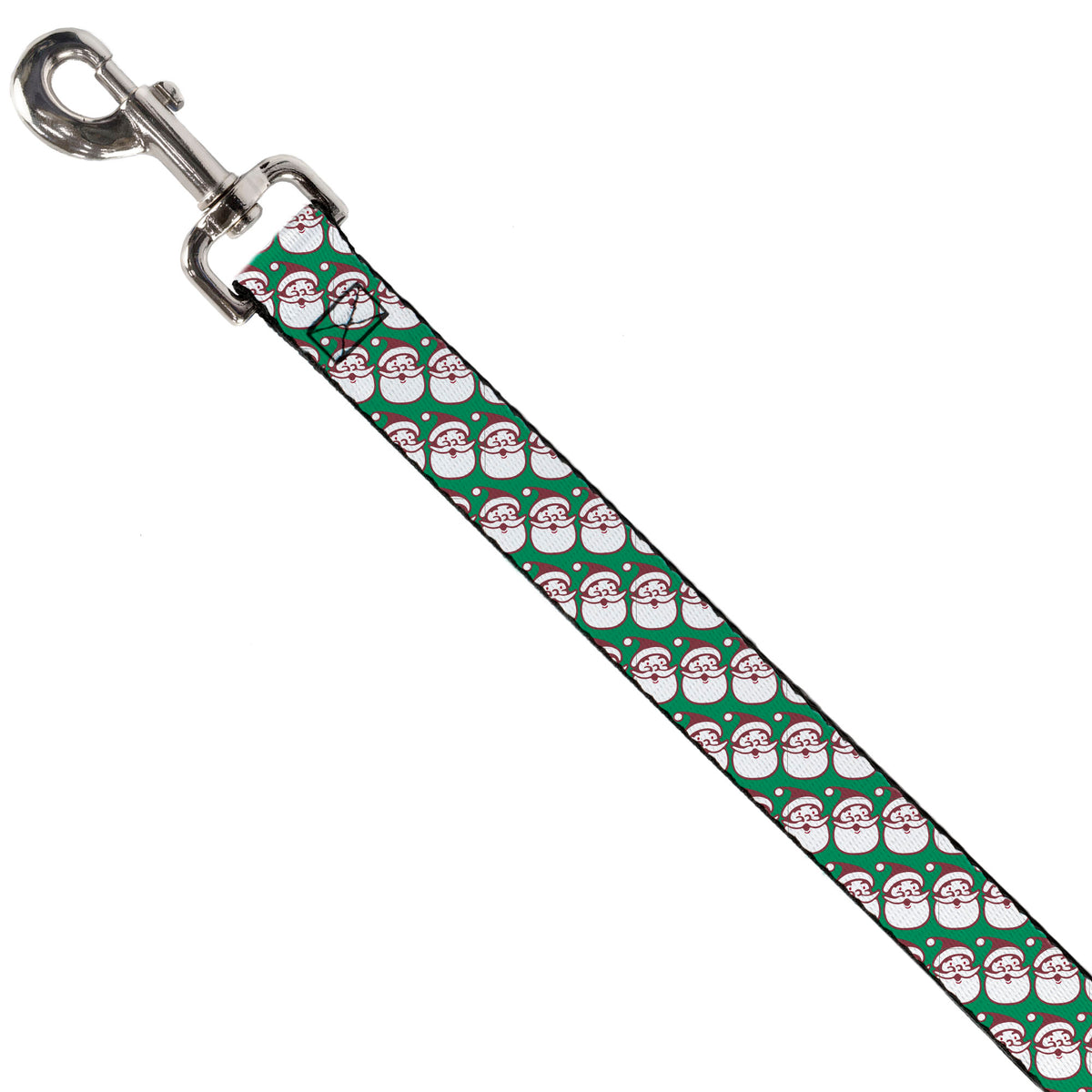 Dog Leash - Jolly Santa Claus Christmas Smiling Face Icon Green/Red/White Dog Leashes Buckle-Down