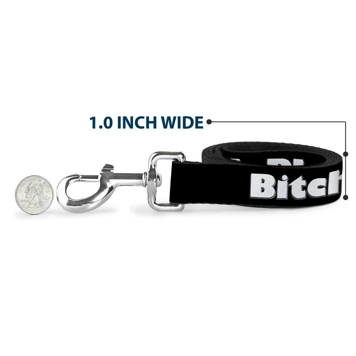 Buckle-Down Dog Leash - BITCH PLEASE Black/White Dog Leashes Buckle-Down