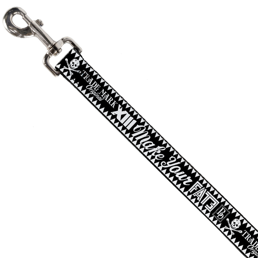 Dog Leash - BD Skull MAKE YOUR FATE Black/White Dog Leashes Buckle-Down