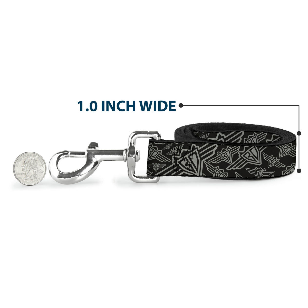Dog Leash - BD Logo Scattered Black/Gray Dog Leashes Buckle-Down