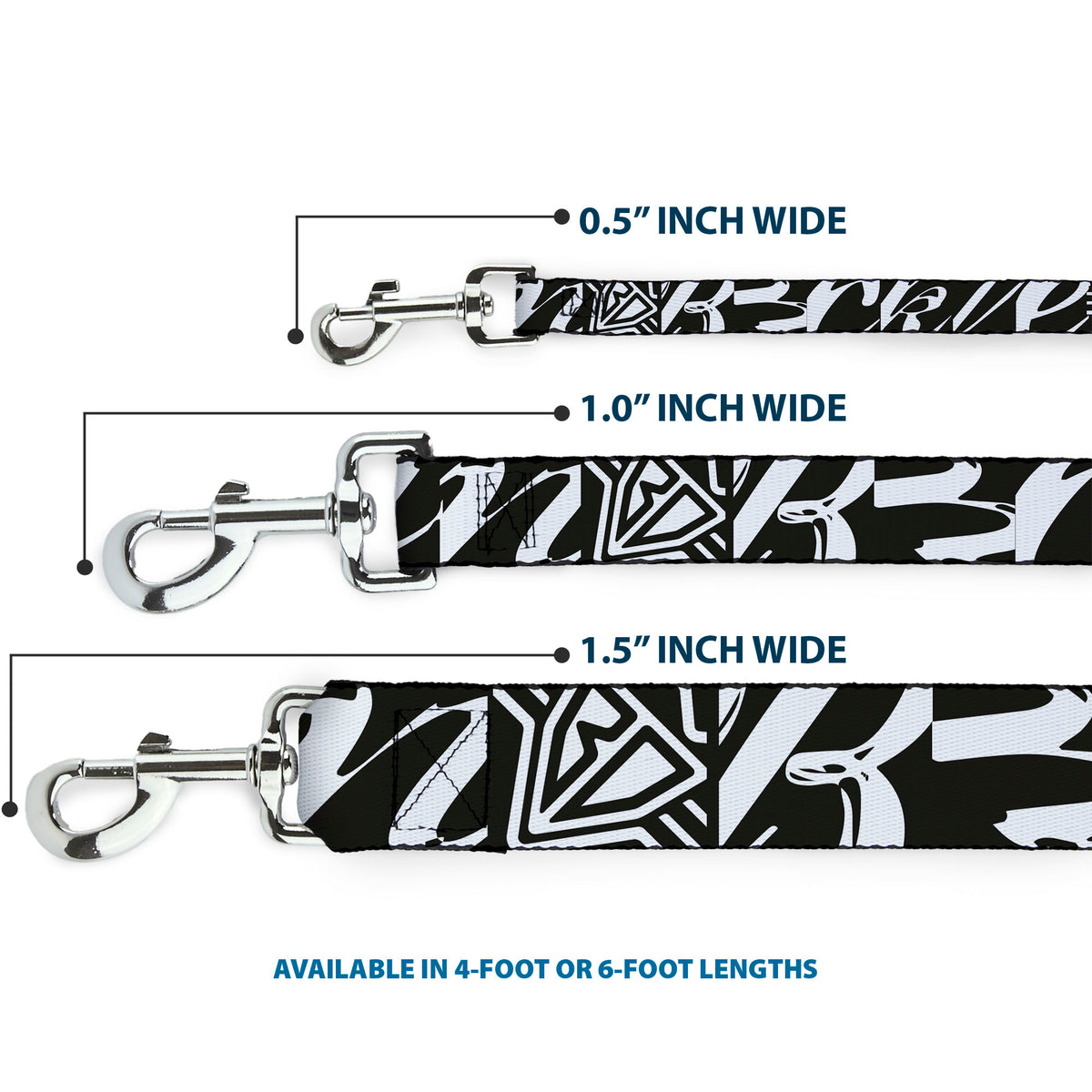 Dog Leash - BD Logo/BUCKLE-DOWN Script Black/White Dog Leashes Buckle-Down