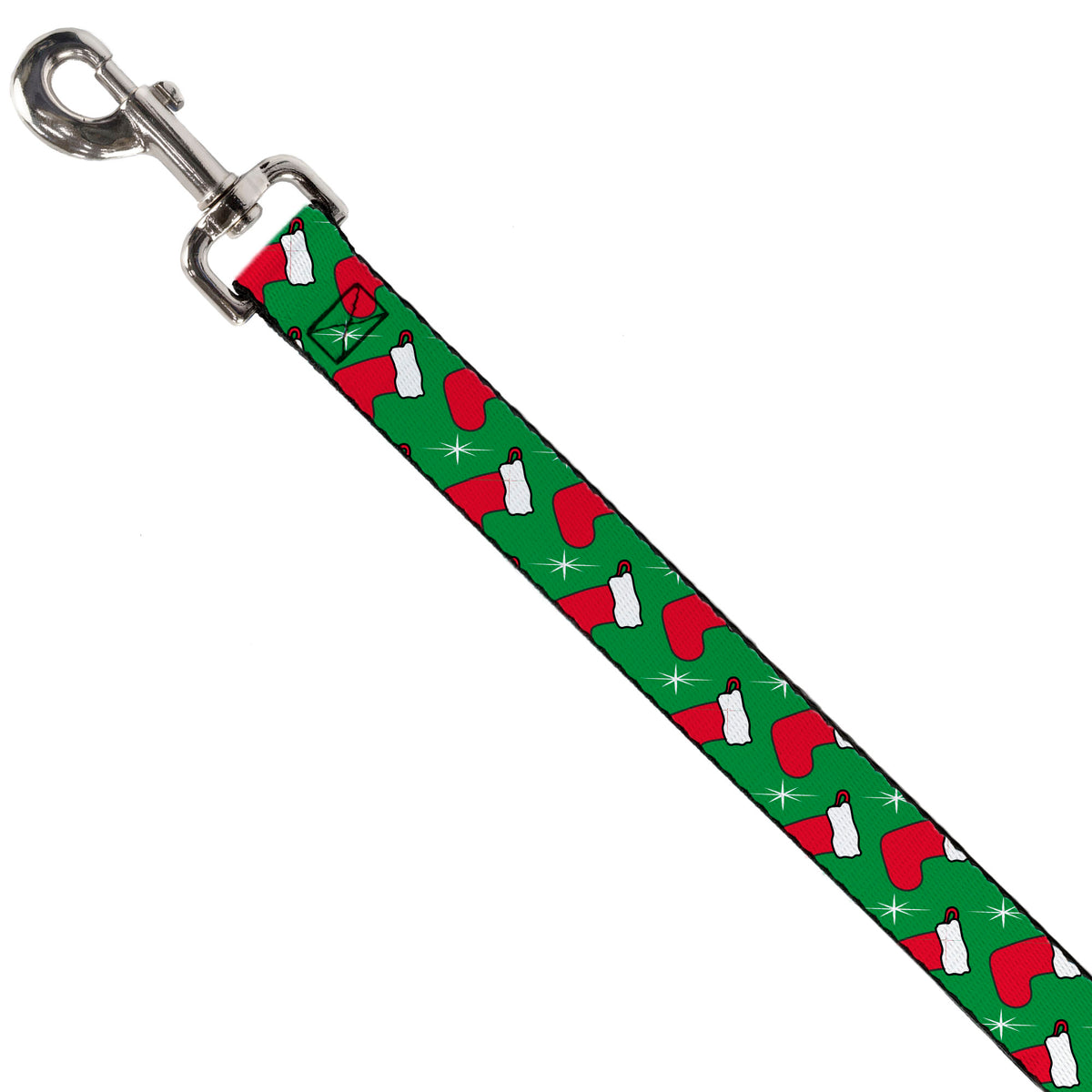 Dog Leash - Holiday Christmas Stocking and Star Green/WhiteRed Dog Leashes Buckle-Down