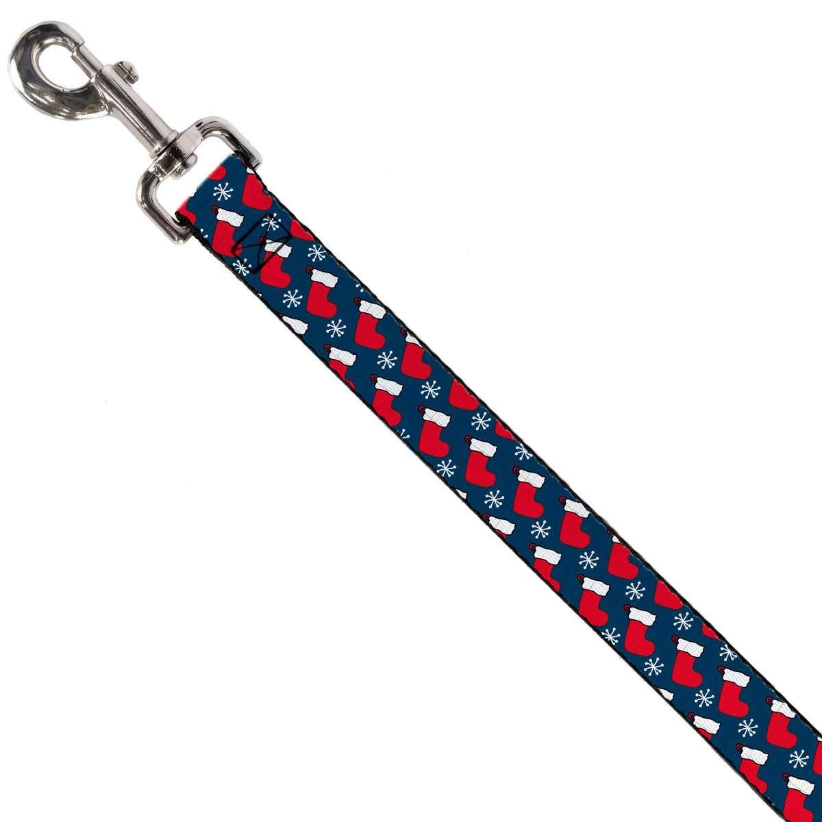 Dog Leash - Holiday Christmas Stocking and Snowflake Blue/WhiteRed Dog Leashes Buckle-Down