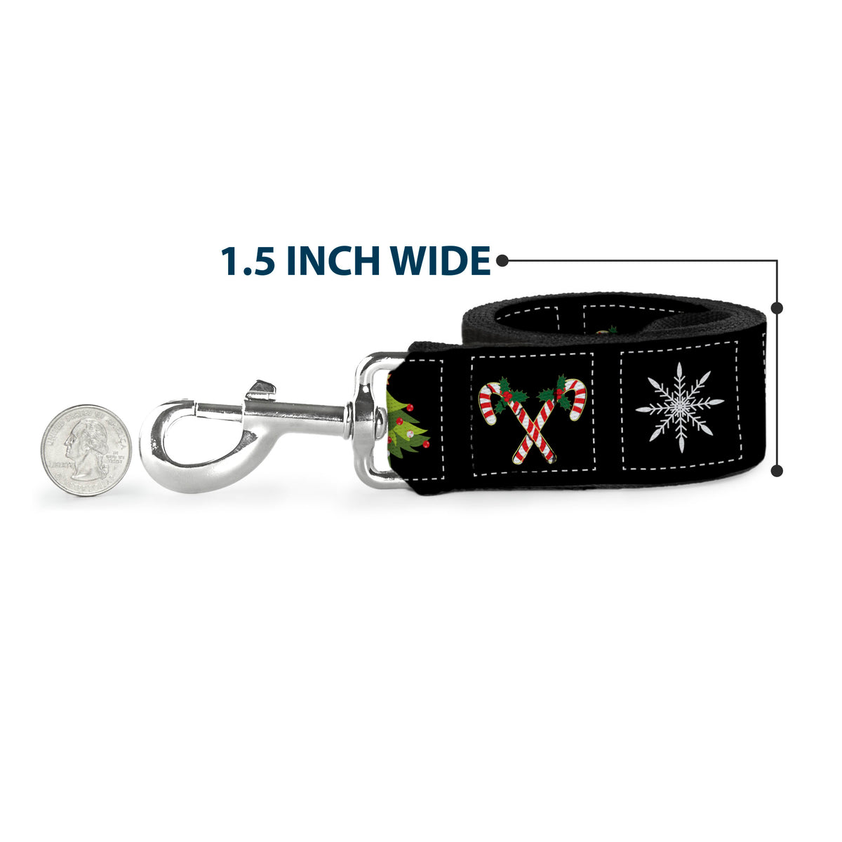 Dog Leash - Christmas Blocks Black/White/Multi Color Dog Leashes Buckle-Down