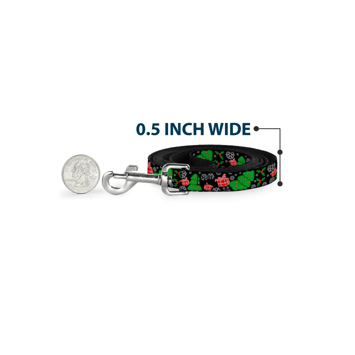 Dog Leash - Christmas Collage Black/White/Green/Red Dog Leashes Buckle-Down