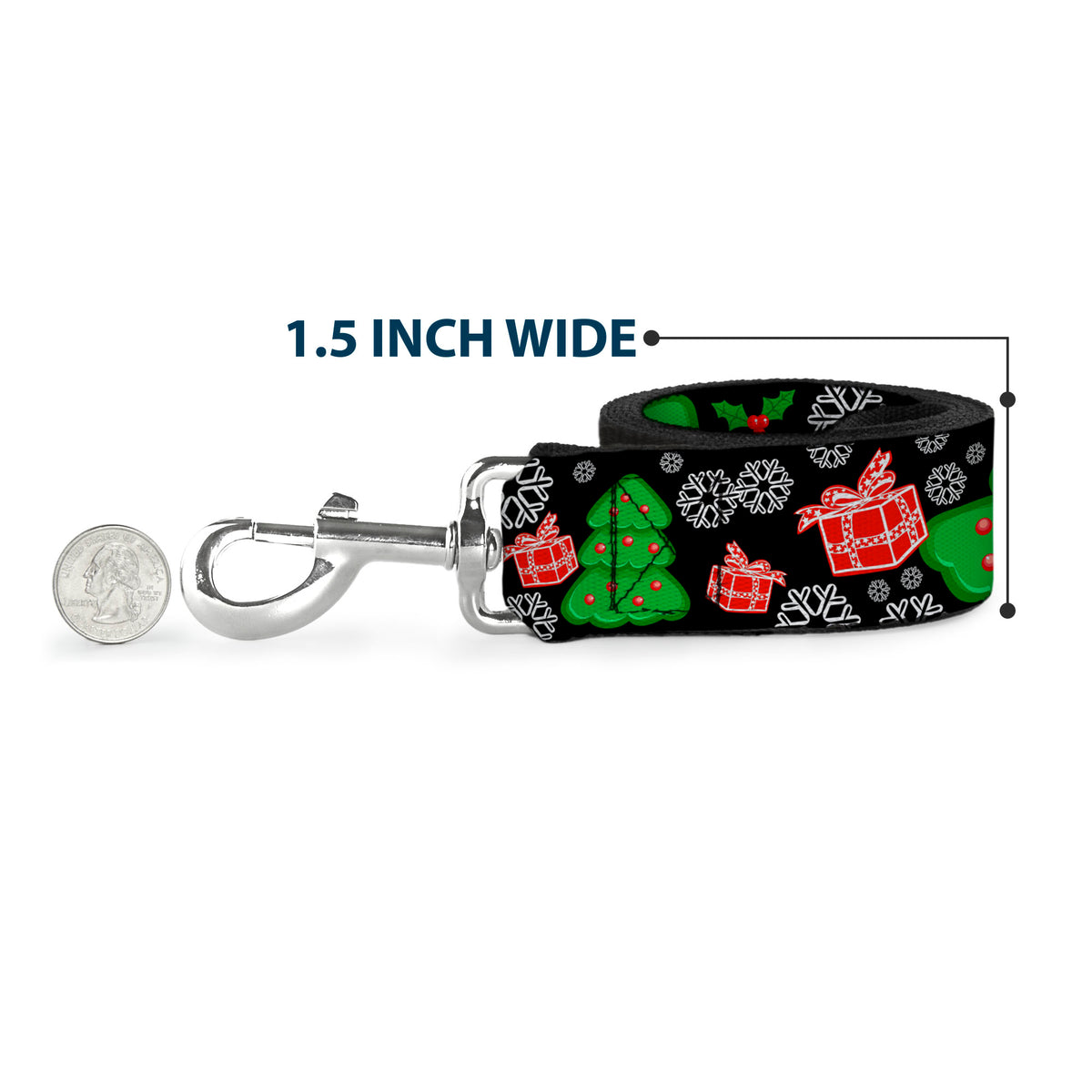 Dog Leash - Christmas Collage Black/White/Green/Red Dog Leashes Buckle-Down