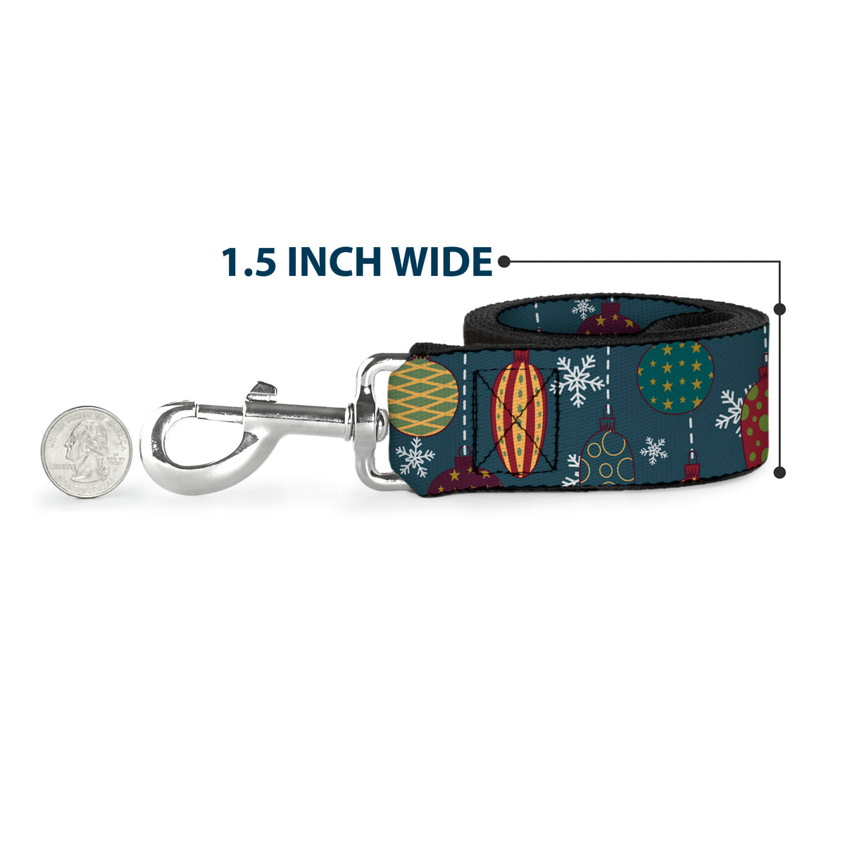 Dog Leash - Christmas Ornaments Snowflakes Blue White Multi Color Dog Leashes Buckle-Down