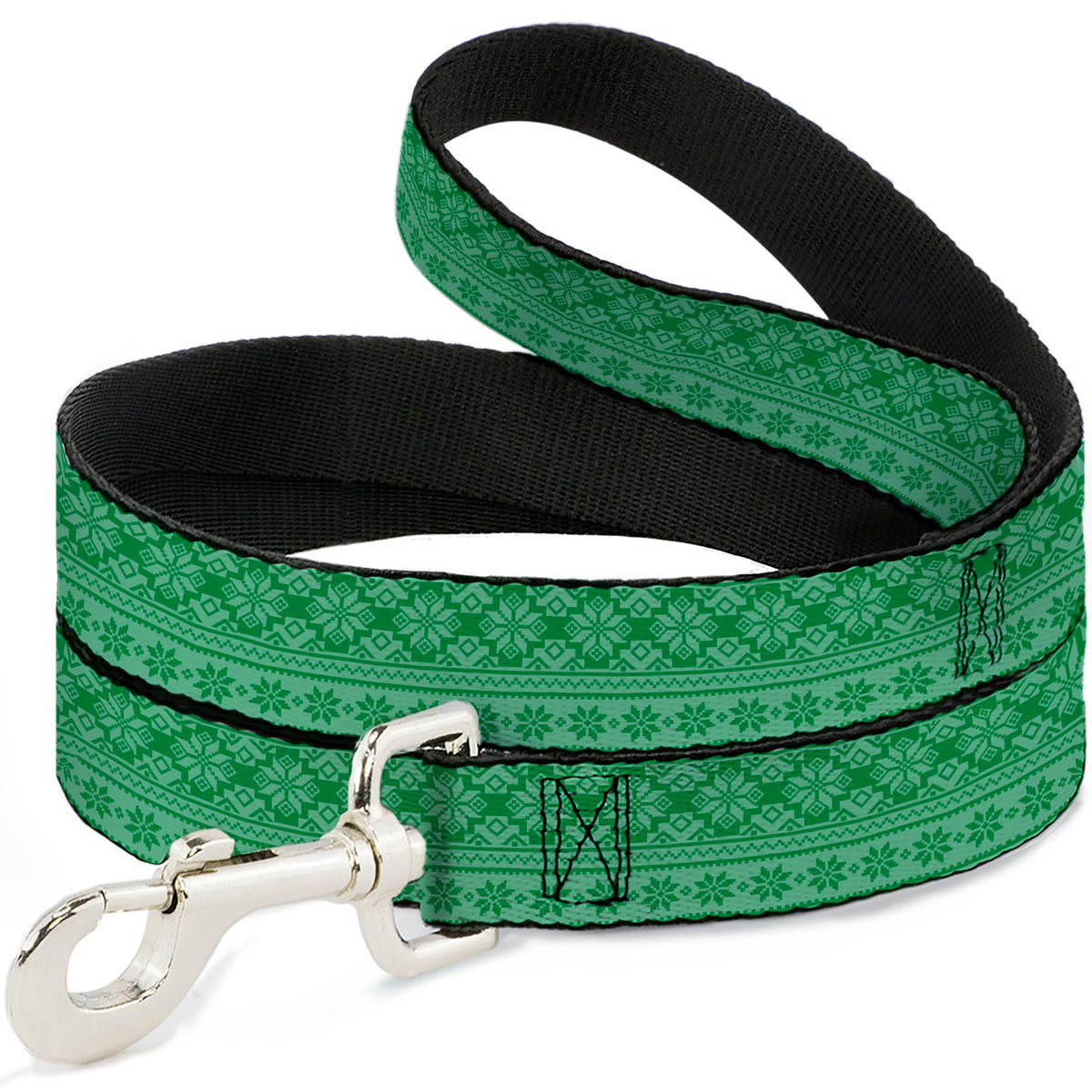 Dog Leash - Christmas Holiday Fair Isle Stitch Pattern Greens Dog Leashes Buckle-Down