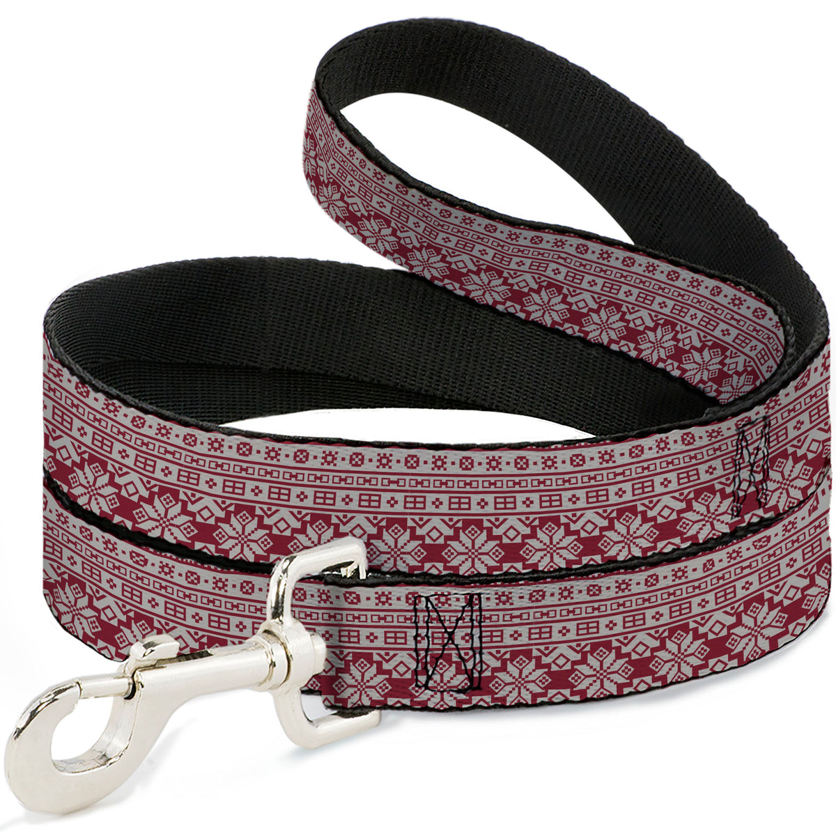 Dog Leash - Christmas Holiday Fair Isle Stitch Pattern White/Red Dog Leashes Buckle-Down
