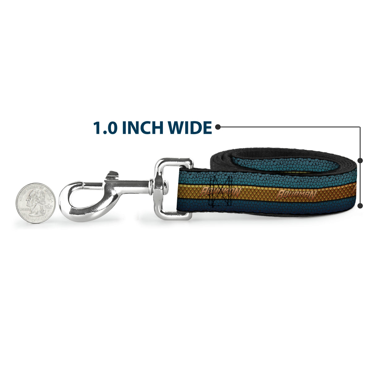 Dog Leash - AQUAMAN Scales Stripe Blues/Golds Dog Leashes DC Comics