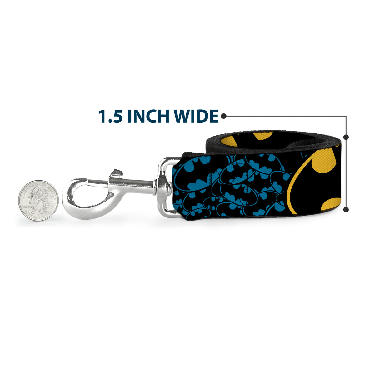 Dog Leash - Bat Signals Stacked w/CLOSE-UP Blue/Black/Yellow Dog Leashes DC Comics